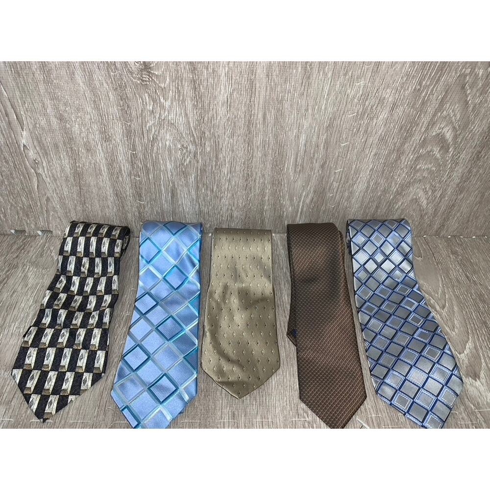 Stafford Men's Silk Neckties‎ Set of 5 Geometric Patterns Multicolor